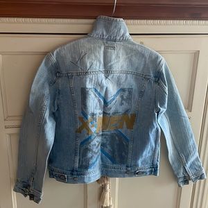 Hand signed by Hugh Jackman painted denim X-Men jacket